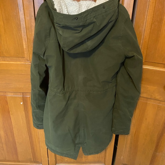 Hollister Y2K Army Green Sherpa Parka Coat - Picture 3 of 6
